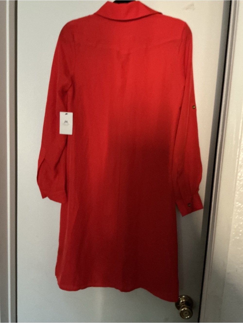 Madison Coral-Red Button Front dress - Picture 6 of 11
